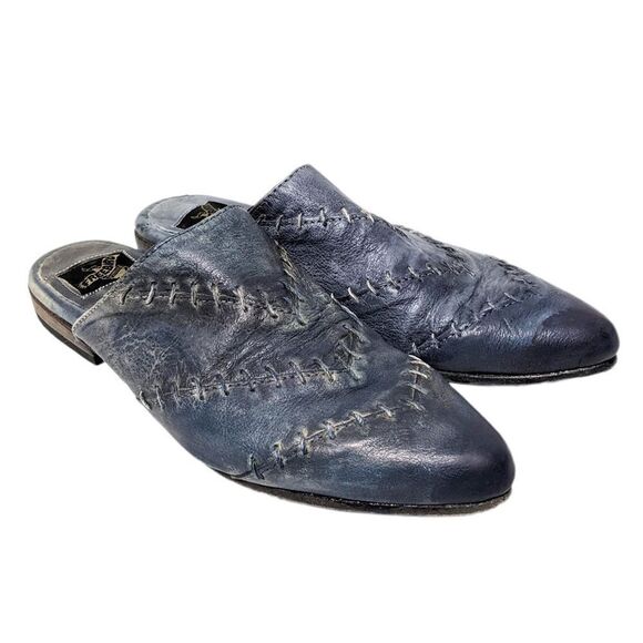 FREEBIRD Nola Stitched Leather Pointed Toe Mules Flats 7 - Picture 1 of 9